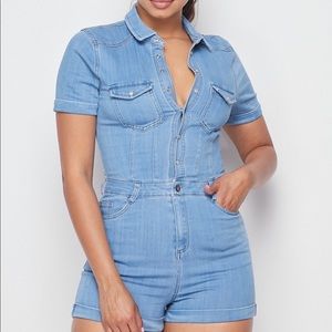 Denim shorts romper